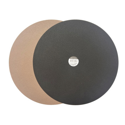 Underlägg Runt Läderlook Brun/Svart