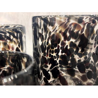 Ljushållare Grå/Svart Mönstrad Glas 8x8 cm