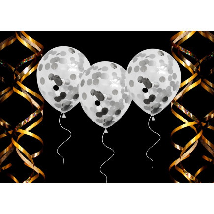 Ballong Konfetti Prickar Silver 6-pack 30 cm Latex
