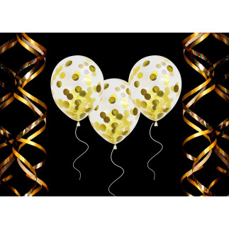 Ballong Konfetti Prickar Guld 6-pack 30 cm Latex