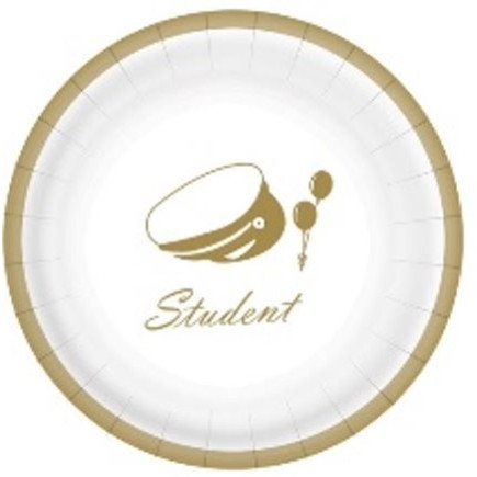 Studentpaket Vit/Guld Tallrikar Servetter Muggar Girlang Student