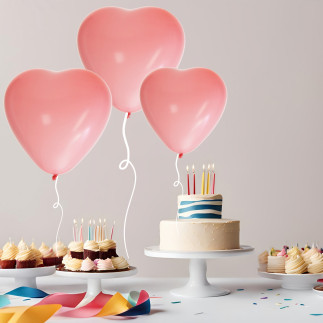 Ballong Hjärta Rosa 8-pack Latex