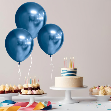 Ballong Blå Pearl Pärlemo 8-pack Latex