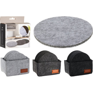 Glasunderlägg Filt 12-pack Svart