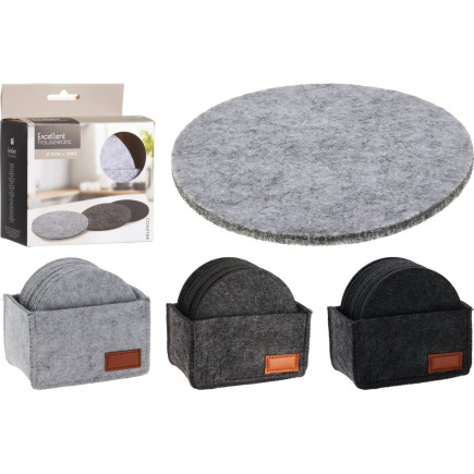 Glasunderlägg Filt 12-pack Svart