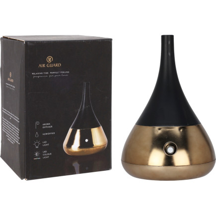 Aromadiffuser Aroma Svart/Guld Luftfuktare LED