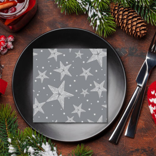 Servett Stjärnor Grå 20-pack