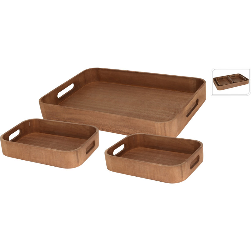 Bricka 3-set Valnöt 