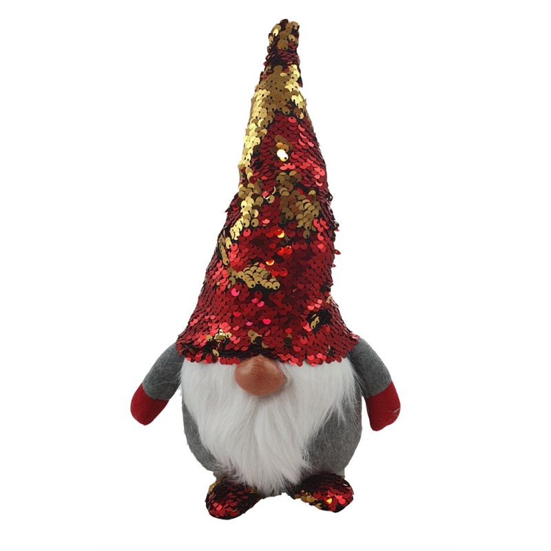 Tomte Textil Röd/Grå/Guld Skiftar färg 33 cm Tomte Textil Röd/Grå/Guld Skiftar färg 33 cm