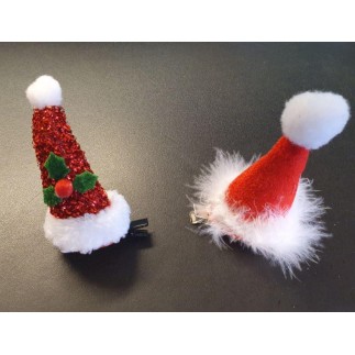 Hårklämma Jul Tomtemössa röd/glitter 10 cm