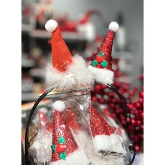 Hårklämma Jul Tomtemössa röd/glitter 10 cm