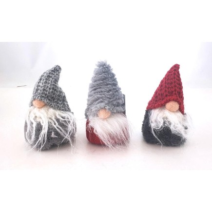 Tomte Grå Stickad luva 14 cm