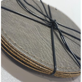 Glasunderlägg Grå läderlook 4-pack