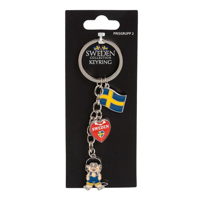 Nyckelring Souvenir Troll Hjärta Flagga Nyckelring Souvenir Troll Hjärta Flagga