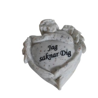 Gravdekoration Hjärta Jag saknar dig Vit