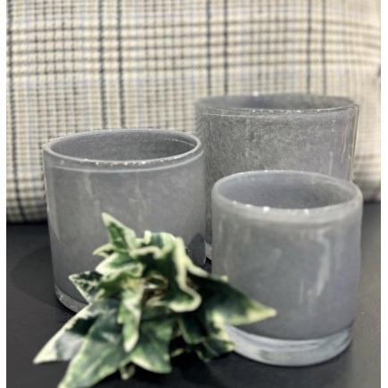 Ljushållare Grå Glas 12x12 cm