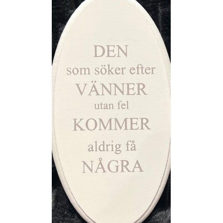 Skylt Vänner Vit 15x8 cm