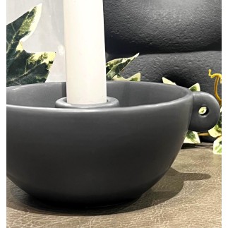 Ljusstake Keramik Grå 13 cm