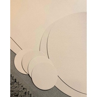 Underlägg Läderlook Beige/Svart