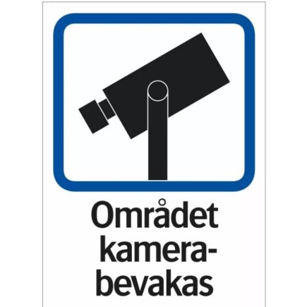 Stickers Området Kamerabevakas Larm A4