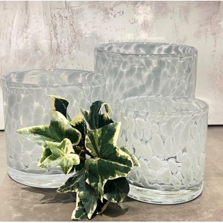 Ljushållare Grå Mönstrad Glas 12x12 cm