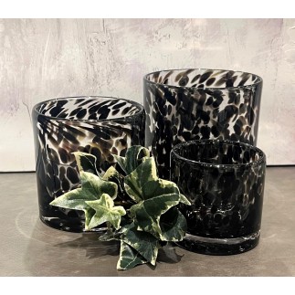 Ljushållare Grå/Svart Mönstrad Glas 12x12 cm