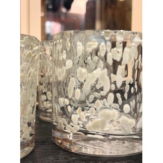 Ljushållare Beige Mönstrad Glas 8x8 cm