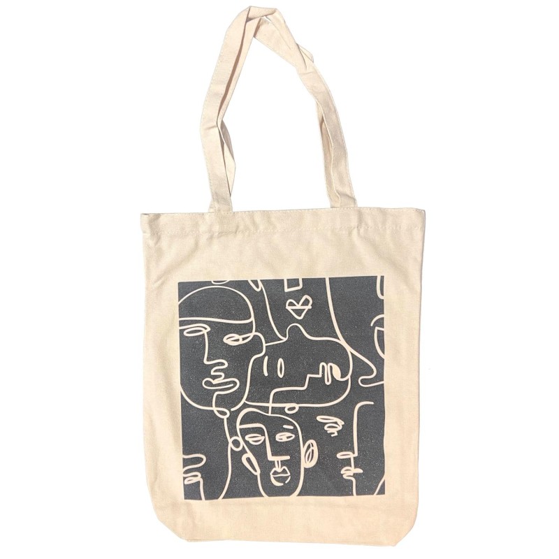 Väska Canvas Ansikten Linjer 35x45 cm Väska Canvas Ansikten Linjer 35x45 cm