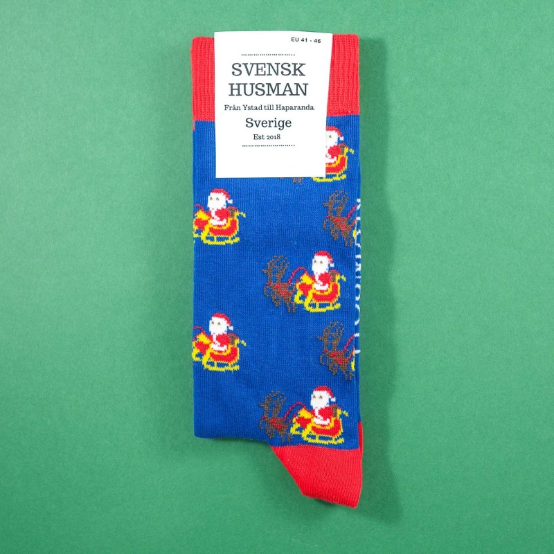 Strumpor Släde Tomte Blå stl 36-40 Strumpor Släde Tomte Blå stl 36-40