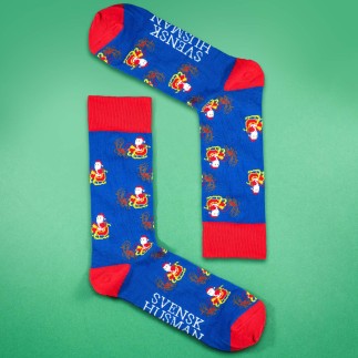 Strumpor Släde Tomte Blå stl 36-40
