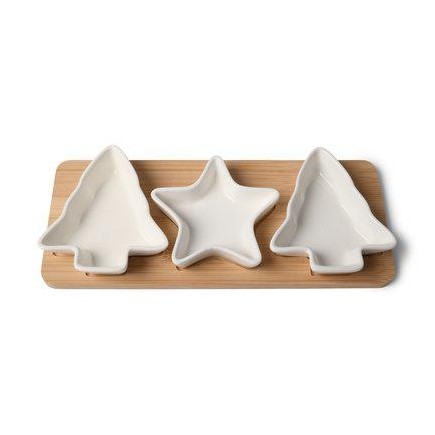 Uppläggningsfat Gran & Stjärna Jul Vit