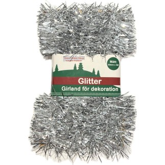 Glitter Girlang Silver Flamsäker 3 meter 