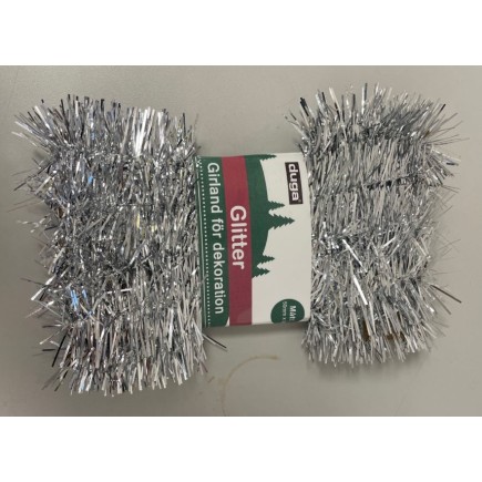 Glitter Girlang Silver Flamsäker 3 meter 