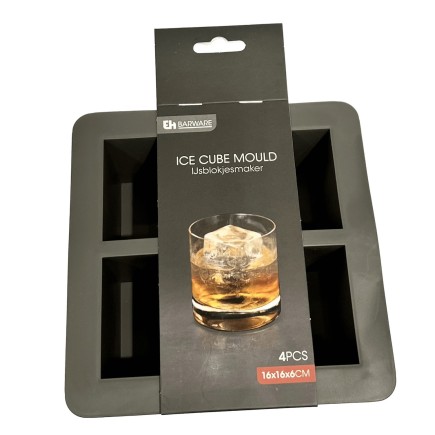 Iskub Stor 4-fack Grå fyrkant 16x16x6 cm