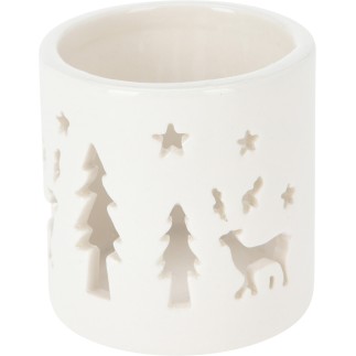 Ljushållare Vit Granar Prickar Jul 6 cm