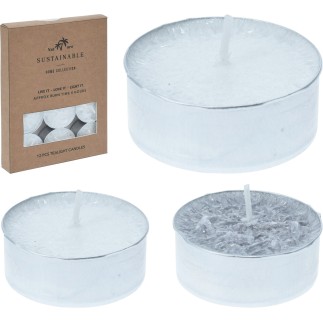 Ljus Värmeljus 12-pack Vita Silver Glitter 